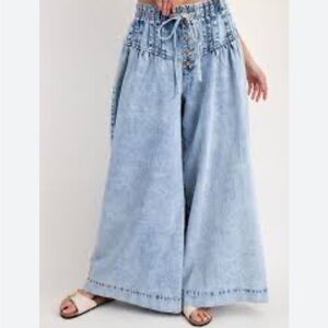 OH JEANS Mineral Washed , Button Down, Wide Leg Pants